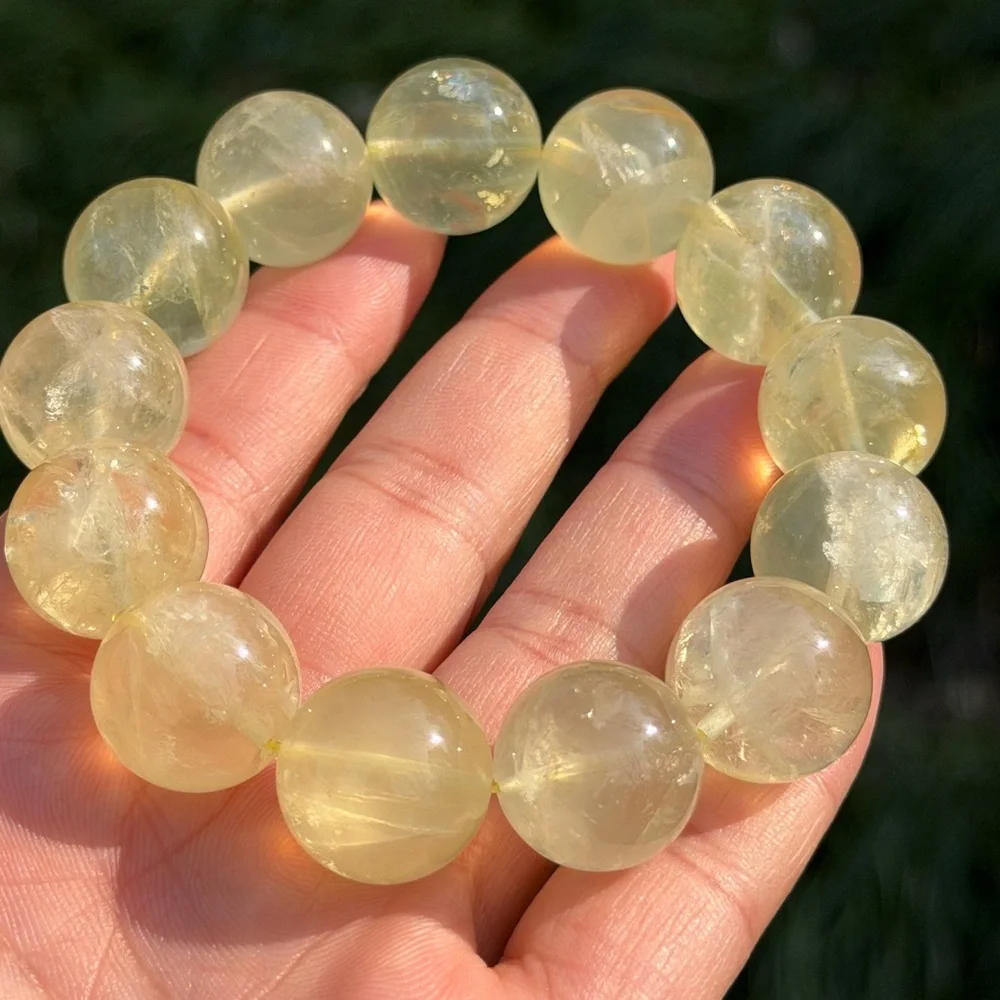 17mm stretchable chunky lemon quartz‎ bracelet 1060